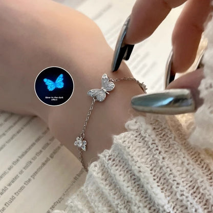 Pure silver luminous butterfly jewelry piece